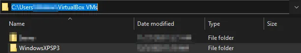 VirtualBox VMs Folder