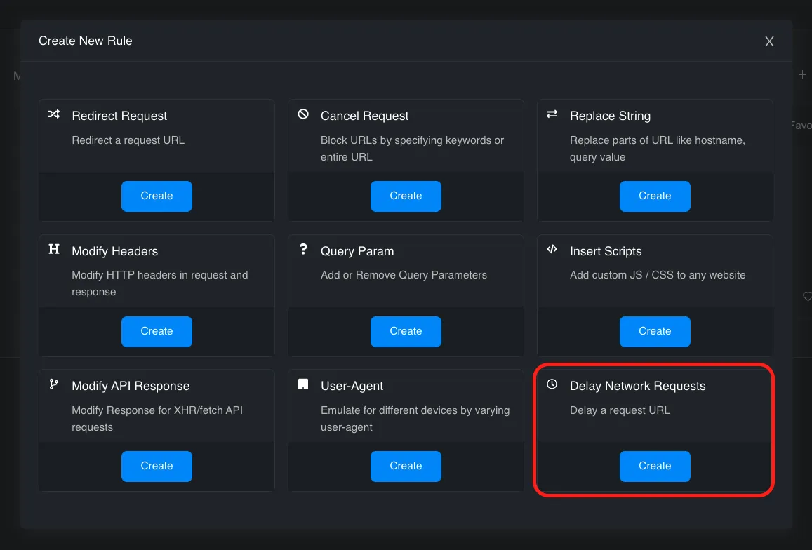 Select Delay Request Rule Type