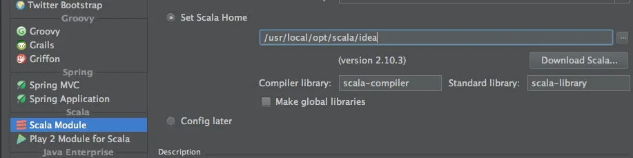 IntelliJ create new Scala project
