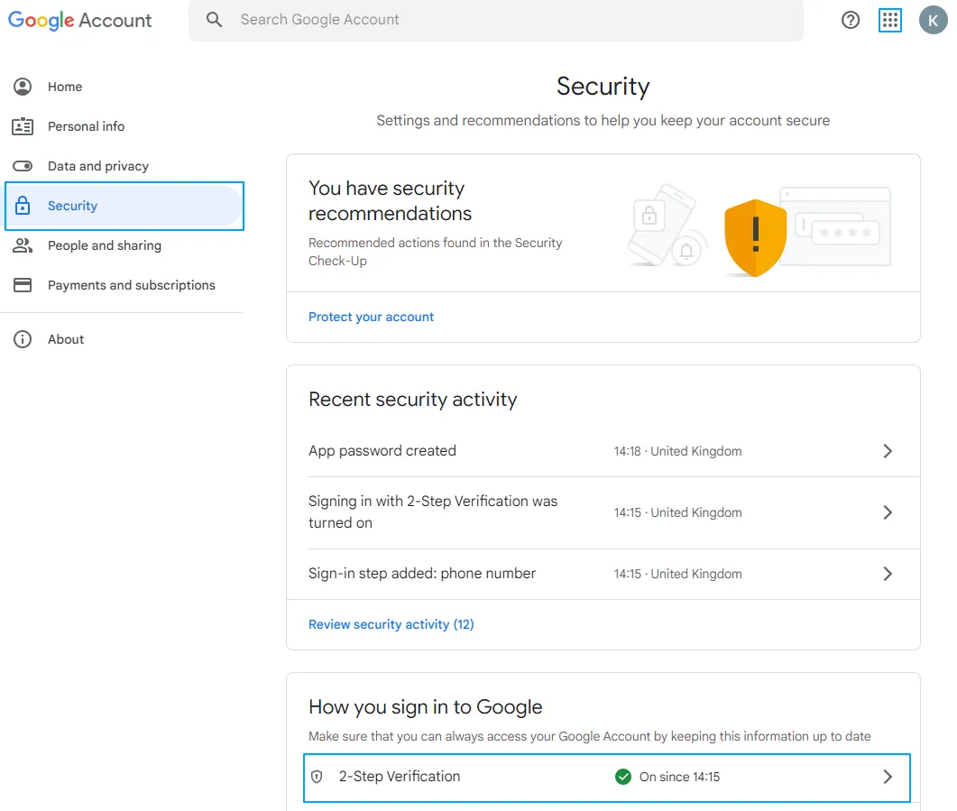 How to get to 2-Step Verification on your Google Account