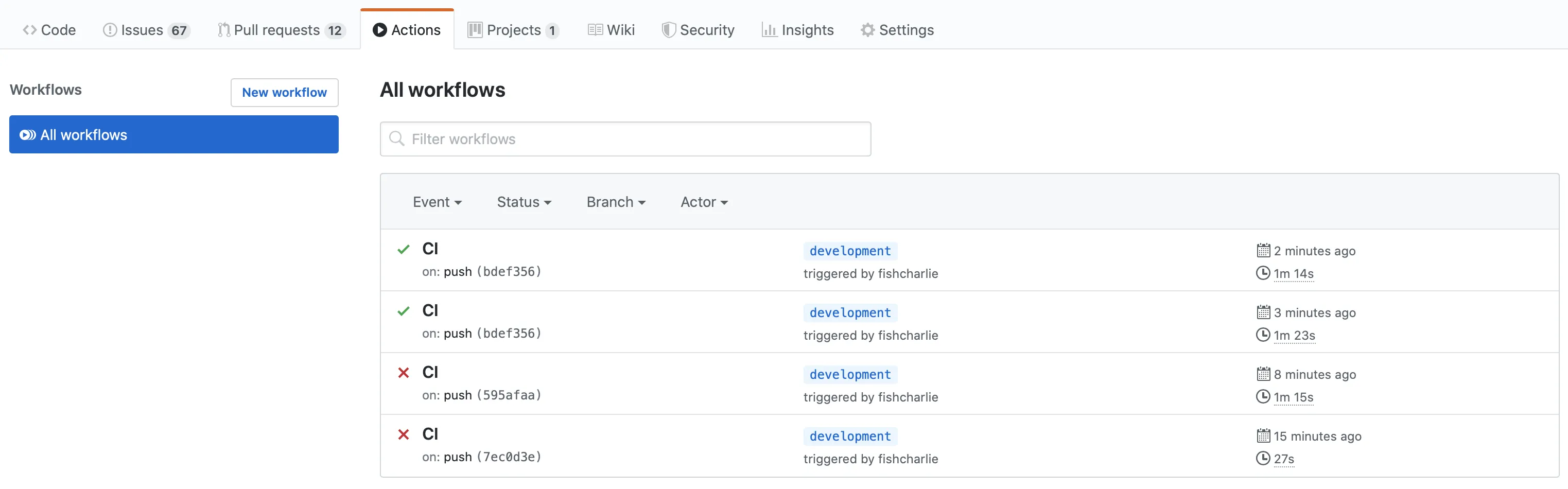 GitHub Actions Workflow Runs