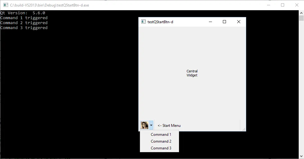 Snapshot of testQStartBtn on Windows 10
