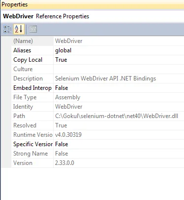 WebDriver Reference的属性