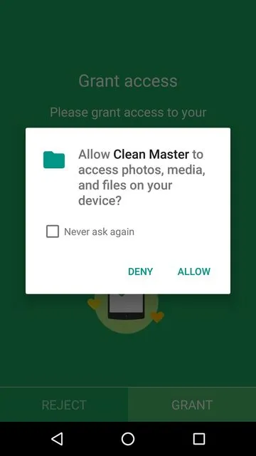 clean Master asking for permission