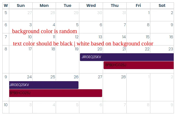 CALENDAR IMAGE WITH COLORDED ROWS