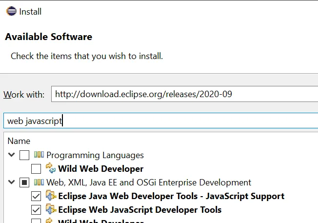 The Eclipse Web JavaScript Developer Tools and related feature for JSPs