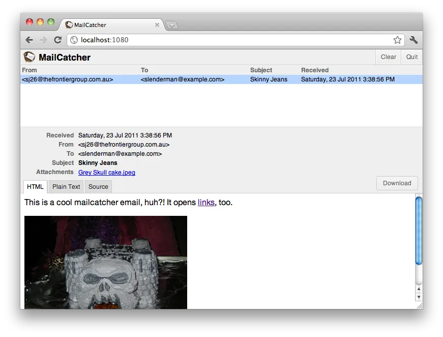 mailcatcher web interface