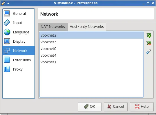 Host-only Networks preferences