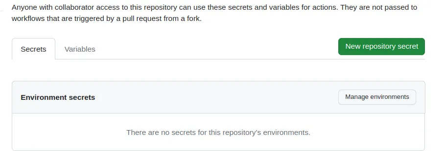 Click on New repository secret