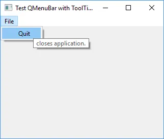 Snapshot of testQMenuBarToolTips (Mouse over menu item)