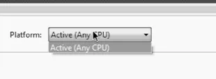 Platform contains nothing apart from "Any CPU"