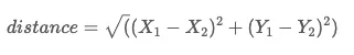 Formula for distance between 2 points in 2D space