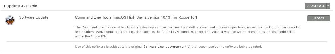 CLT for Xcode 10.1 update