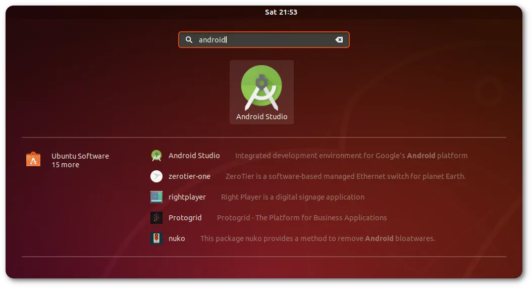 Android Studio app on Dash