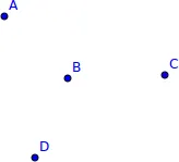 Four points on the plane in a non-convex arrangement