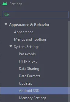 Android SDK path on Android Studio