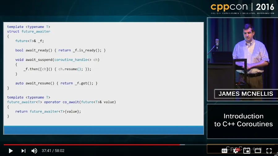 Screengrab at timestamp 37:41 of James McNellis talk at CppCon 2016