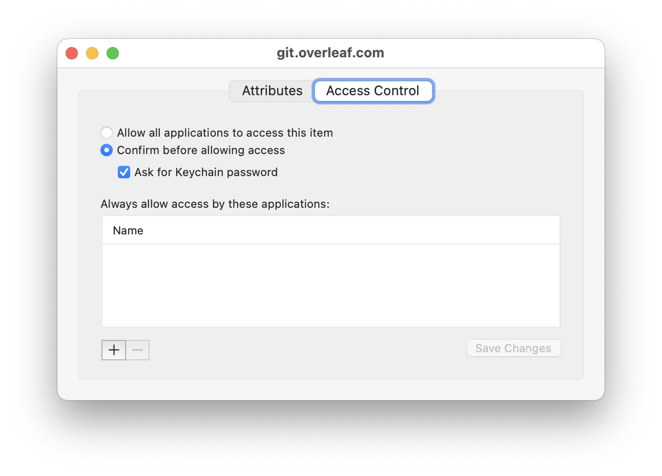 Keychain Access config