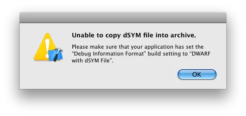无法将dSYM文件复制到存档中