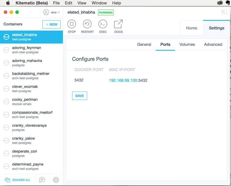 Container in Kinematic