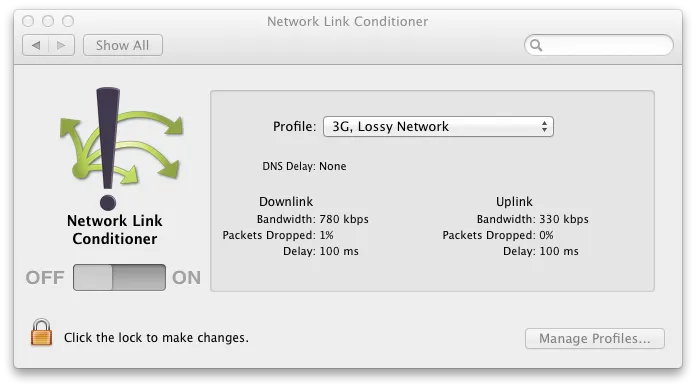 Apple Xcode Network Link Conditioner