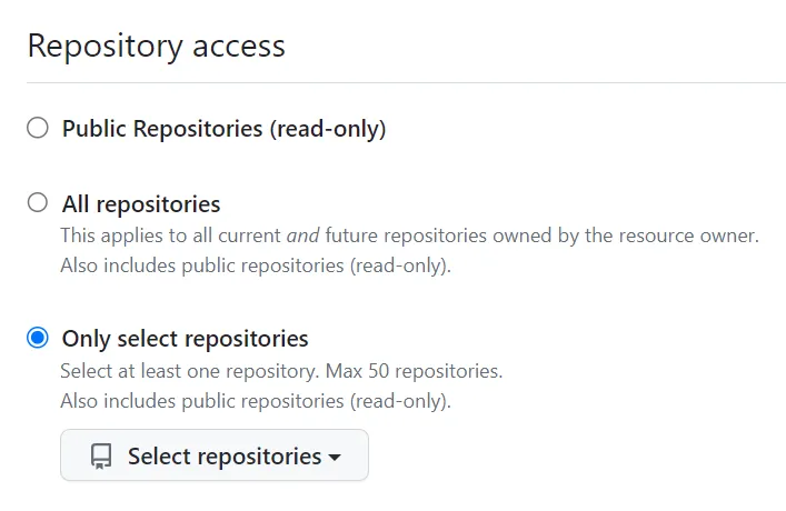 Screenshot of Repository Access