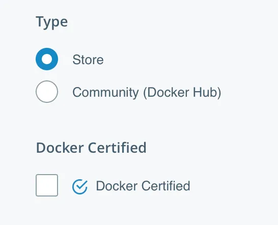 Docker Store explore options