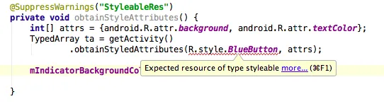 Expected resource of type styleable