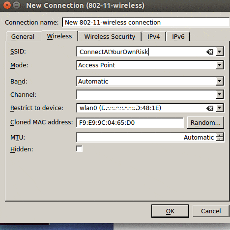 Connection setup tab
