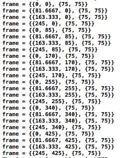 And print of all of the frames for the cells that are created (the seem reasonable for 4 cells in a row):