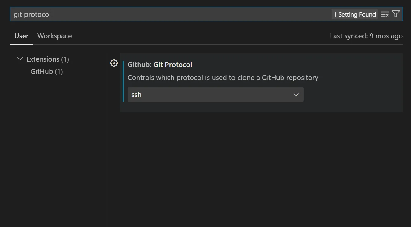 git protocol vs code setting
