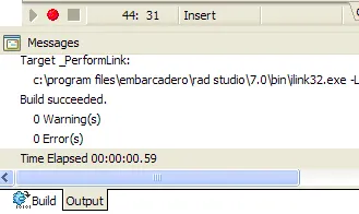 C++ Builder 2010 output window