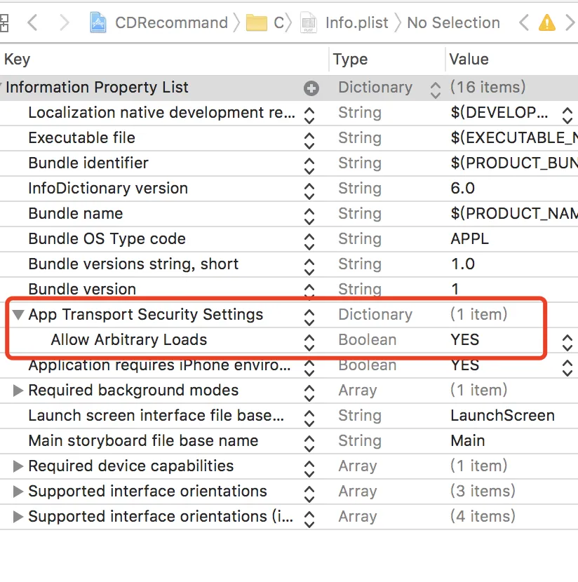 App Transport Security Settings