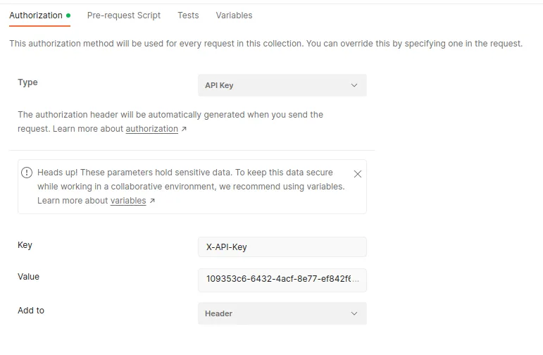 Postman autorization