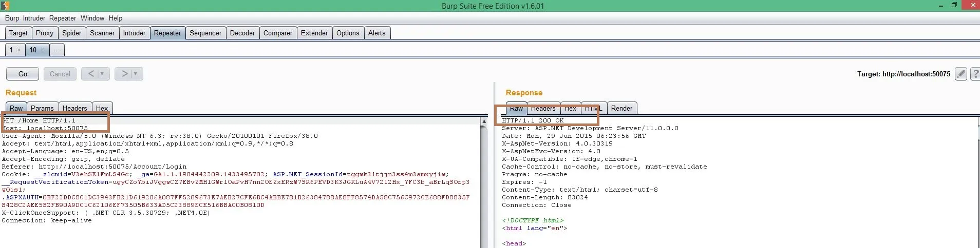 Below is the screen shot of burp tool to send authenticated request which gives success response