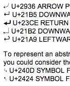 Win7上的换行符 Unicode 符号