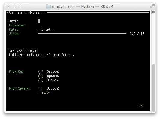 npyscreen screenshot
