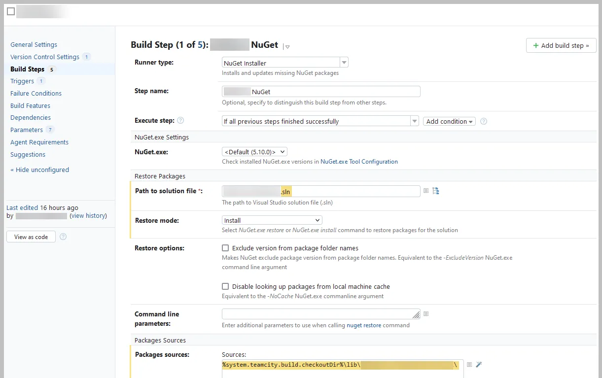 Local(custom) NuGet Build Step