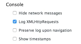 Log XMLHttpRequests setting