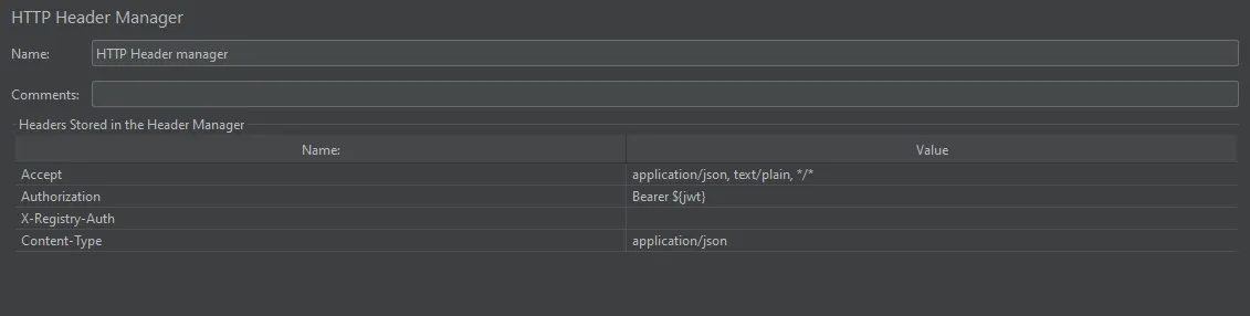 HTTP header manager