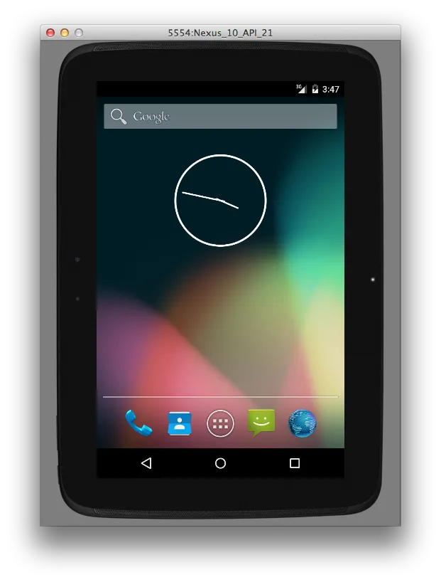 Nexus 10模拟器中的错误分辨率