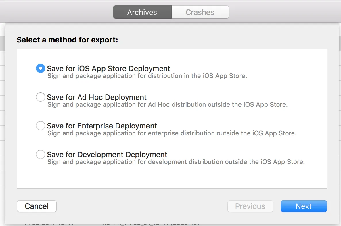 Exporting archive using Xcode