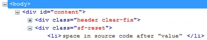 在第二个示例中"value"和闭合的</li>之间有一个空格。所以减号<code>-</code>可以擦除/修剪例如变量前面、后面或两侧的空格。