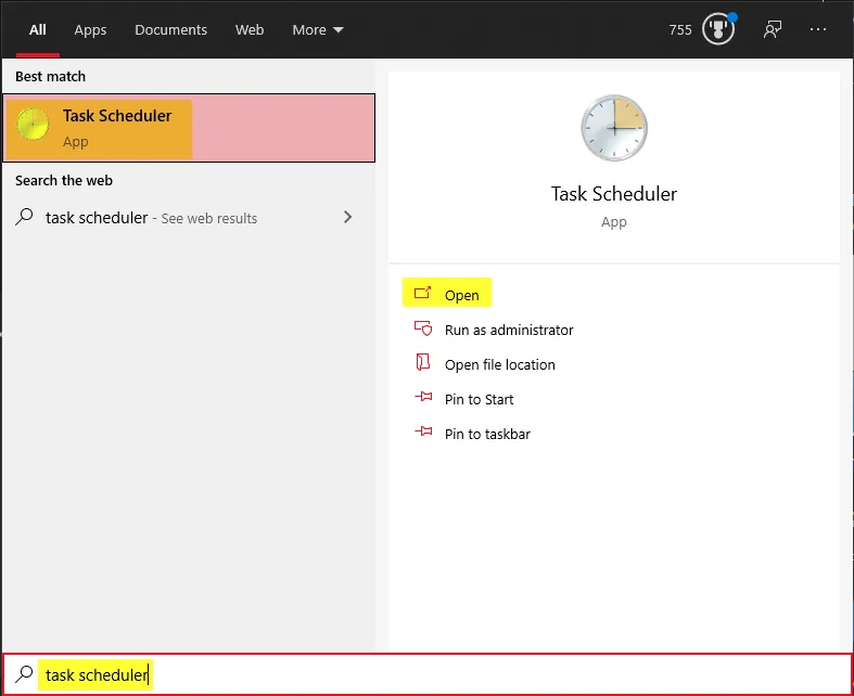 Task Scheduler Search