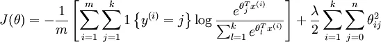 Cost function for Softmax Regression with Weight Decay