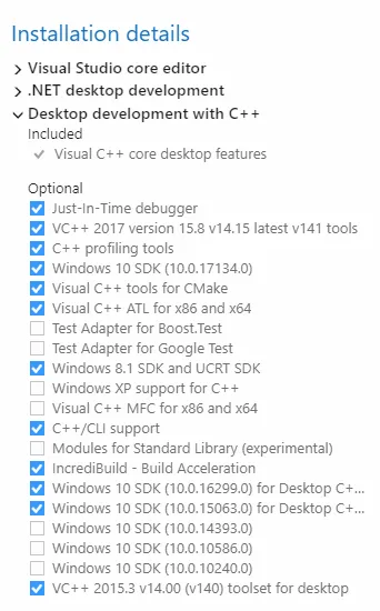Visual Studio2017 Packages