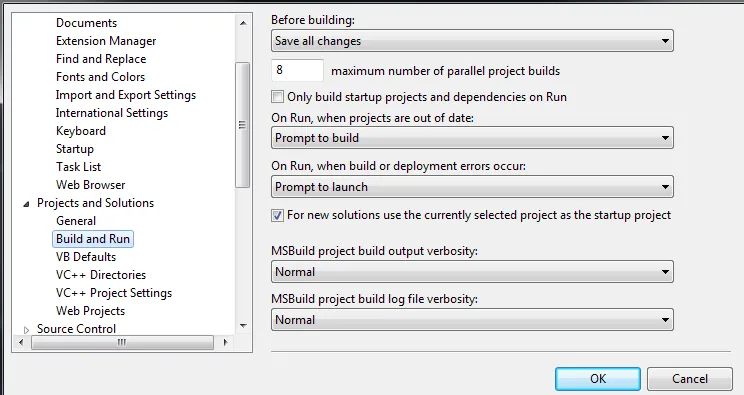 构建选项-Visual Studio