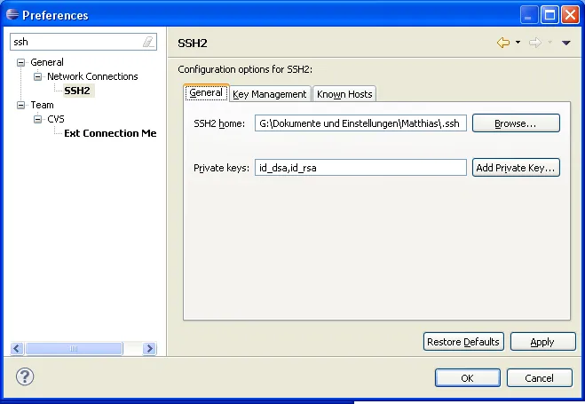 EGit ssh config