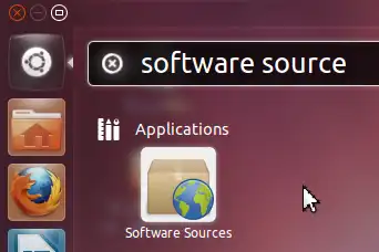 type <code>software sources</code> in Dash
