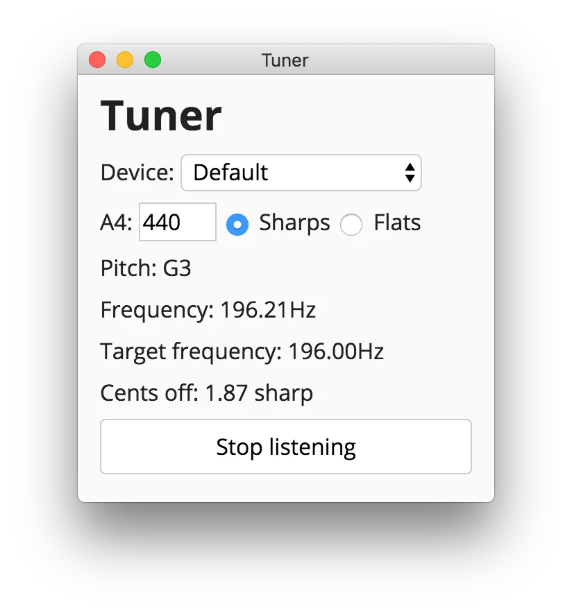 Screenshot of electron-tuner